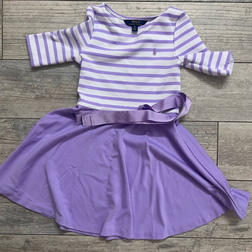 Polo Ralph Lauren Girls striped Dress With Ribbon Belt
